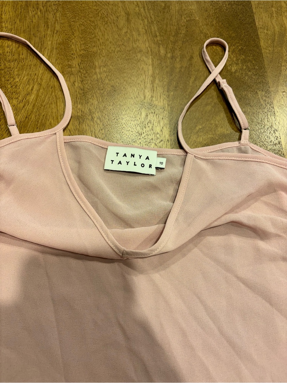 Tanya Taylor Dusty Pink Spaghetti Strap dress with fringed bottom